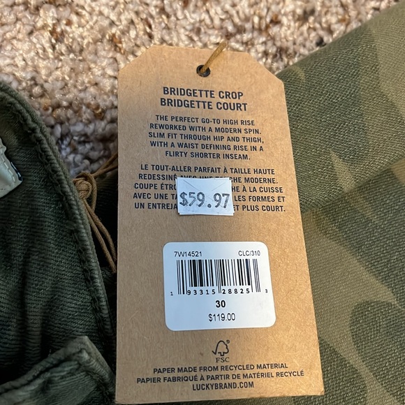 Lucky Brand Bridgette Crop 10/30 Camouflage Jeans - Picture 7 of 7